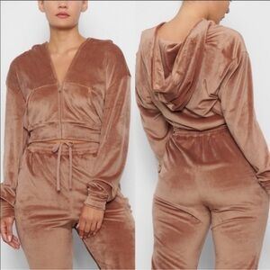 SKIMS Velour Crop Zip Up